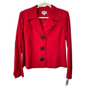 Vintage 90s J'Envie Wool Blazer Jacket Size 10 Red Career Office Deadstock NEW